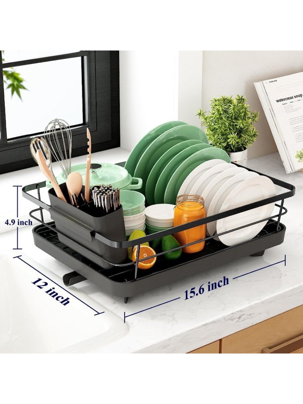 Kitchen Kitsure Dish Drying Rack Space-Saving Dish Rack, Dish Racks for Counter - Picture 5 of 7